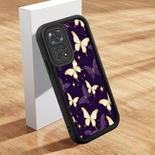 Ucuc Xiaomi Redmi Note 11/11S Uyumlu Silikon Malzeme Darbeye Dayanıklı Siyah Renkli Kılıf Kelebek Deseni