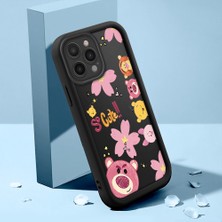 Ucuc iPhone 14 Pro Max Uyumlu Silikon Malzeme Darbeye Dayanıklı Siyah Renkli Kılıf Karikatür Deseni