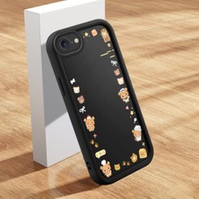 Ucuc iPhone 7/8/se 2020 2022 Uyumlu Silikon Malzeme Darbeye Dayanıklı Siyah Renkli Kılıf Ayıcık Deseni