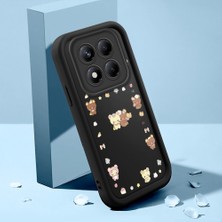 Ucuc Xiaomi Redmi Note 14 Pro 4g Uyumlu Silikon Malzeme Darbeye Dayanıklı Siyah Renkli Kılıf Ayıcık Deseni