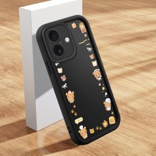 Ucuc iPhone 16 Uyumlu Silikon Malzeme Darbeye Dayanıklı Siyah Renkli Kılıf Ayıcık Deseni