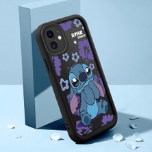 Ucuc iPhone 12 Uyumlu Silikon Malzeme Darbeye Dayanıklı Siyah Renkli Kılıf Stitch Deseni