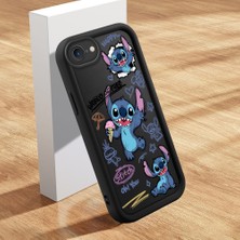 Ucuc iPhone 7/8/se 2020 2022 Uyumlu Silikon Malzeme Darbeye Dayanıklı Siyah Renkli Kılıf Stitch Deseni