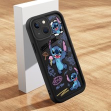 Ucuc iPhone 13 Uyumlu Silikon Malzeme Darbeye Dayanıklı Siyah Renkli Kılıf Stitch Deseni