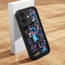 Ucuc iPhone 16 Uyumlu Silikon Malzeme Darbeye Dayanıklı Siyah Renkli Kılıf Stitch Deseni