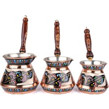 UltraMint El Işlemeli Bakır Cezve Seti, Erzincan, 3'lü, Zarif ve Şık Tasarım