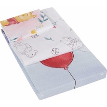 Delixa Disney Winnie The Pooh Sentimental Lisanslı Karakter BASKILI%100 Pamuk Bebek Pike Takımı, Çok Renkli