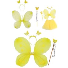 Munico 4'lü Kızlar Cadılar Bayramı Dıy Giydirme Glitter Kelebek Peri Kanadı Fantezi Elbise Kostümü Çocuk