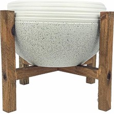 Delixa Bitki Tasarımı Ev Dekorasyon Beyaz Granit Küp Aranjman Saksı Saksılık Salon Çiçeklik 4 Ayaklı