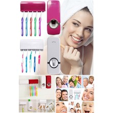 Munico 5'li Otomatik Duvara Mermere Aynaya Yapışabilen Diş Fırçası Tutacağı & Diş Macunu Sıkacağı Aparatı