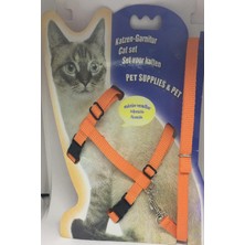 Delixa Kedi Göğüs Tasması ve Gezdirme Seti No: 110 Turuncu