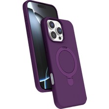 iPhone 16 Pro Kılıf Standlı Magsafe Halkası Bulunan Şık Regal Magsafe Kapak - Derin Mor