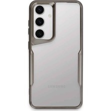 Techno Guru Samsung Galaxy A15 4g Kılıf Kenarları Şerit Renkli Arkası Şeffaf Boyi Premium Silikon Kapak - Titan Gri