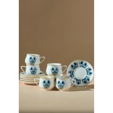 UltraMint 6 Kişilik Iznik Seramik Kahve Fincanı Takımı, 100 Ml, Şık ve Zarif Tasarım