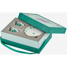 UltraMint Yeşil Porselen Kahve Fincan Seti, 100 Ml, Şık ve Zarif Tasarım