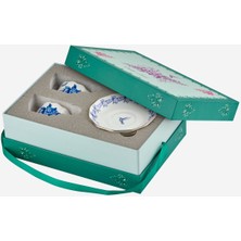 UltraMint Mavi Porselen Kahve Fincan Seti, Şık ve Zarif Tasarım, 100 ml