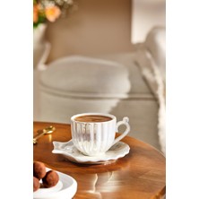 UltraMint Iki Kişilik Beyaz Porselen Kahve Fincanı Takımı 90 ml