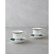 UltraMint Yeşil 4'lü Bone China Çay Fincanı Takımı, 220 Ml, Şık ve Zarif Tasarım