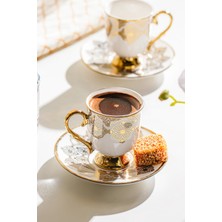 UltraMint Şık 12 Parça Porselen Kahve Fincan Takımı, 6 Kişilik Set