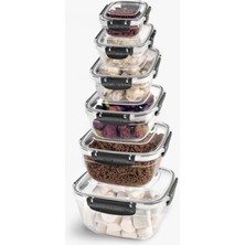 Delixa Orret Home Sızdırmaz Kare Saklama Kabı Seti, Klipsli Kilitli, Contalı Kapaklar, Mutfakta Yiyecek Sak