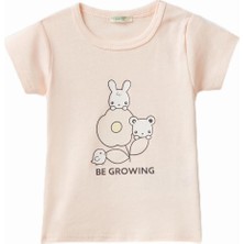 Hepta Collection United Colors Of Önü Grafik Baskılı Omzu Çıtçıtlı Bisiklet Yaka Tişört T-Shirt Bebek