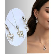 KESKİN GÜMÜŞ Gümüş Yılan Tasarım Kolye Küpe Kadın Set Yılbaşı Yeni Yıl Hediye 2