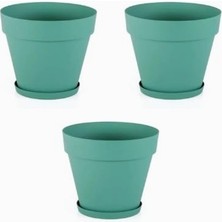 Delixa Yalı Saksı YS02 – 3'lü Set, Yeşil | 1.7 Litre, 160 mm Ağız Çapı | Alt Sulamalı Modern Plastik Saksı