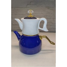 UltraMint Lacivert Emaye Çaydanlık Takımı, Şık ve Dayanıklı Dufy Serisi