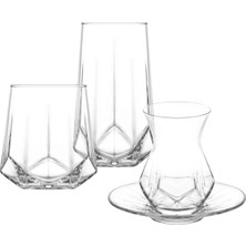UltraMint 24 Parça Cam Çeyiz Seti: Çay, Meşrubat ve Viski Bardakları