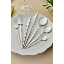 UltraMint 12 Kişilik Şık Çatal Kaşık Bıçak Takımı, Elegant Braga Platin Set