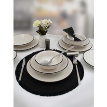 UltraMint Şık Siyah 18 Parça 6 Kişilik Yemek Seti, Zarif ve Kullanışlı Tasarım