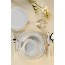 UltraMint Şık 24 Parça Altın Fileli Yemek Takımı, 6 Kişilik Set