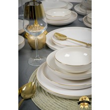 UltraMint Şık 24 Parça Porselen Yemek Takımı, 6 Kişilik, Kırık Beyaz