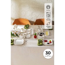 UltraMint 30 Parça Porselen Kahvaltı Servis Takımı, 6 Kişilik, Beyaz