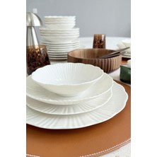 UltraMint Şık 24 Parça Krem Yemek Takımı, 6 Kişilik Premium Porselen Set