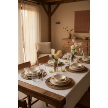 UltraMint Şık 24 Parça Porselen Yemek Takımı, Zarif ve Dayanıklı Tasarım