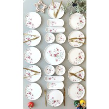 UltraMint Fuşya Çiğdem 12 Kişilik 21 Parça Modern Kahvaltı Takımı