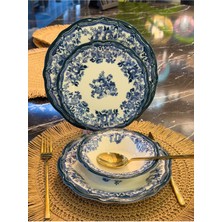 UltraMint 24 Parça 6 Kişilik Porselen Yemek Takımı Velour Navy