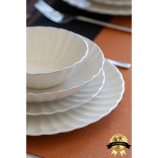 UltraMint Derya 24 Parça Porselen Yemek Takımı, Şık ve Zarif Tasarım