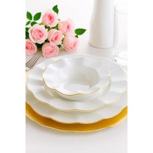 UltraMint Şık 4 Kişilik 16 Parça Yemek Takımı, Mat File Gold Renkli Set