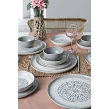 UltraMint Şık 24 Parça 6 Kişilik Seramik Yemek Takımı Seti