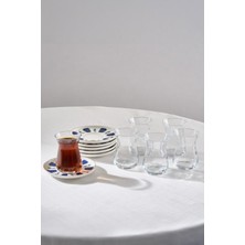 UltraMint Iznik 6 Kişilik 12 Parça Çay Takımı, Şık ve Zarif Tasarım