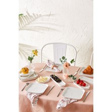 UltraMint Şık 12 Parça Porselen Kahvaltı Takımı, 6 Kişilik, Beyaz