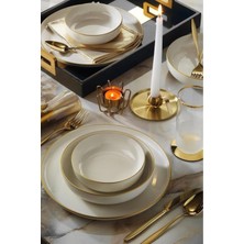 UltraMint Şık 18 Parça 6 Kişilik Altın Detaylı Yemek Takımı Seti