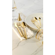 UltraMint Şık 36 Parça Gold Çatal Kaşık Bıçak Takımı Seti