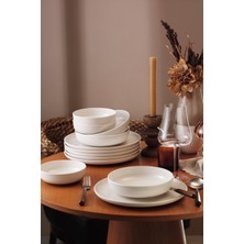 UltraMint Şık 12 Parça 4 Kişilik Beyaz Yemek Takımı Seti