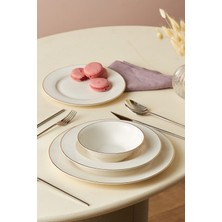 UltraMint Şık 24 Parça Bone Rebeca Yemek Takımı, 6 Kişilik Gold Renk
