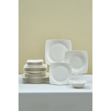 UltraMint Şık 24 Parça Porselen Yemek Takımı, 6 Kişilik, Beyaz