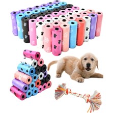 Delixa Kyrotech Köpek Kaka Poşeti, 8 Rulo Kaka Torbası, Dental Pamuk Oyun Halatı Hediye, Kokusuz, Dışkı Tor