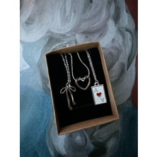 Laika 3'lü Çelik Zincirli Kolye Seti 45 cm Gümüş Renk Hediye Kolye Maden: Çelik